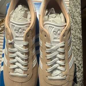 Adidas Tan and White Sneakers
